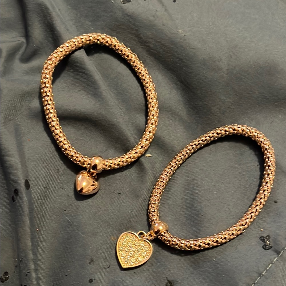 Rose Gold Heart Charm Bracelets